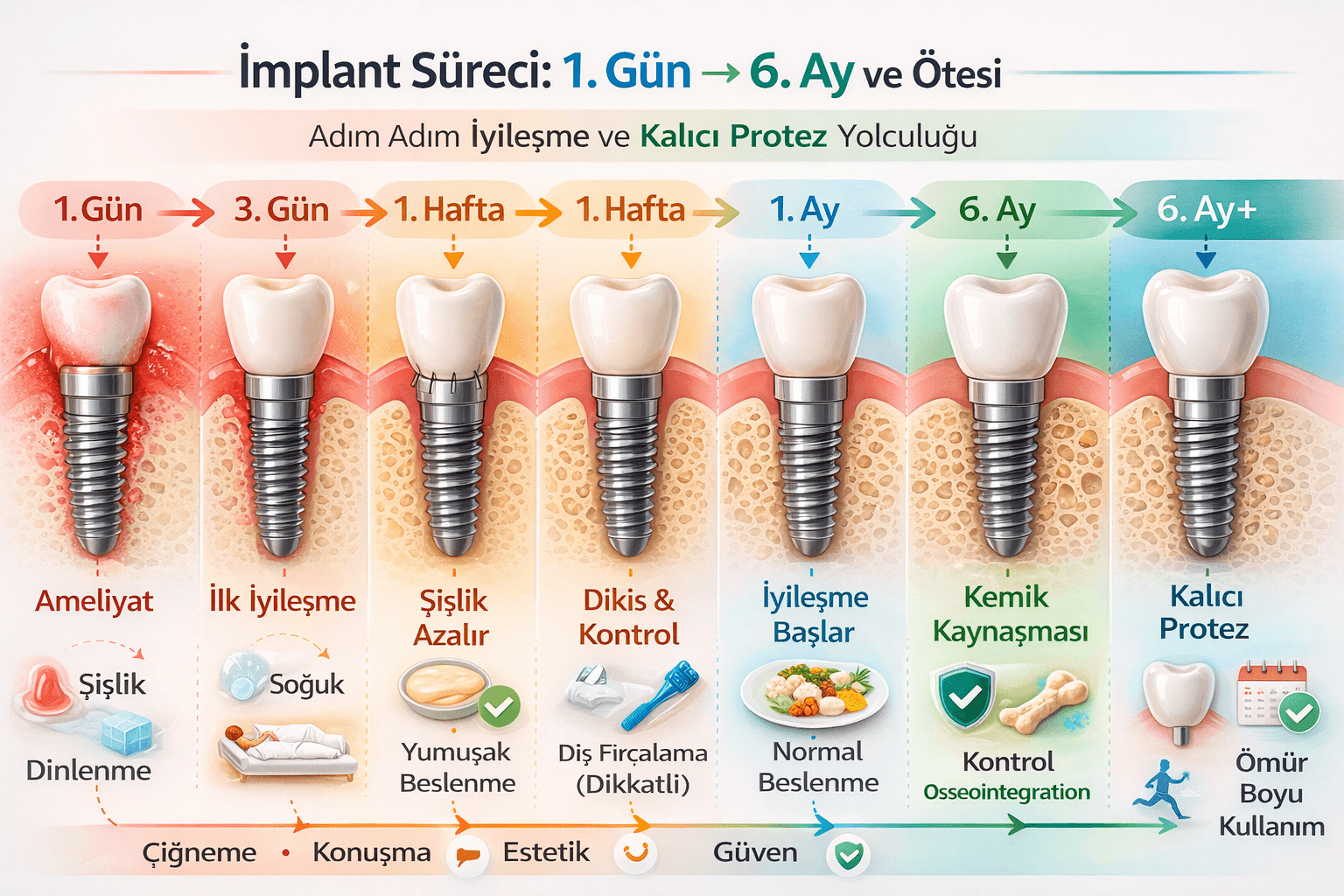 Diş İmplantı Sonrası İyileşme Süreci: Adım Adım Ne Beklenmeli?